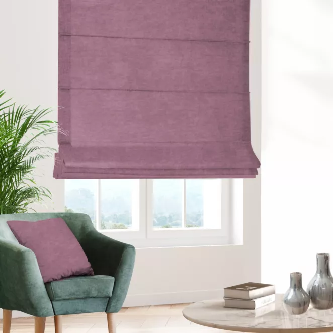 Roleta rzymska DORA - HIT jasnofioletowa z miękkiej tkaniny o welurowej strukturze