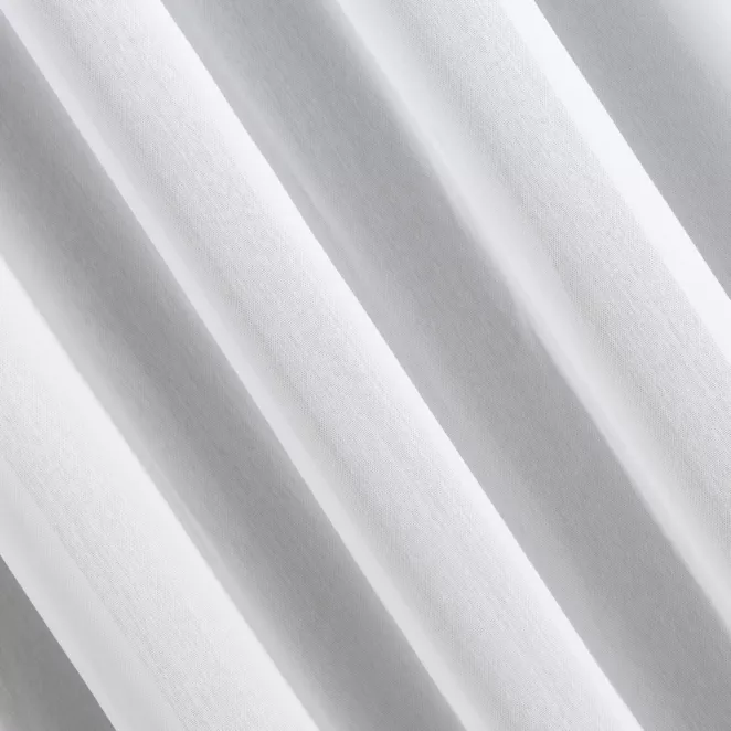 L75/4 Firana szyta na taśmie 5 cm CARLOTA biała z miękkiej matowej etaminy nie wymagającej prasowania