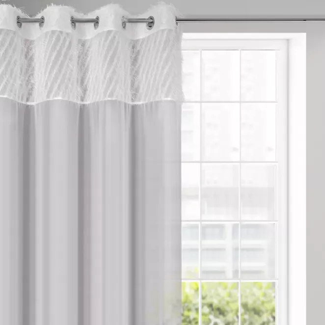 Zasłona jasnoszara w stylu glamour 140x250 cm przelotka - AMIRA