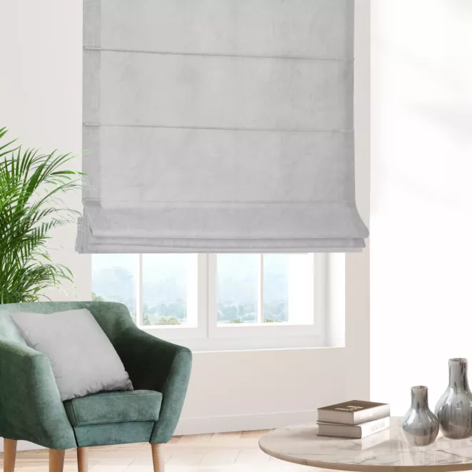 Roleta rzymska WALDO kremowa ze szlachetnej grubej tkaniny welwetowej o gramaturze 400g/m2