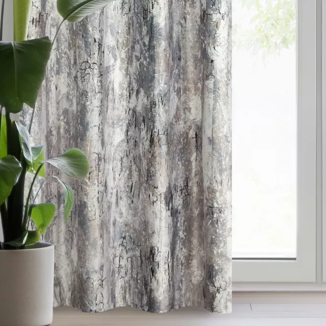 Zasłona welwetowa stalowa z efektem błyszczącej przecierki 140x250 cm przelotka - MALIA