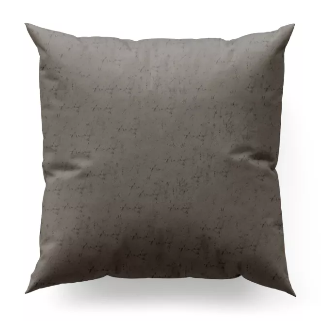 Poszewka szyta popielata z miękkiej tkaniny welwetowej z efektem kreszowania, wykończona obciążnikiem