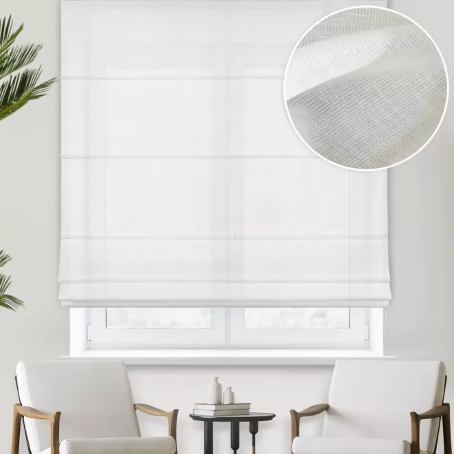 Roleta rzymska SILVINA kremowa z etaminy o gęstym splocie z lekkim połyskiem