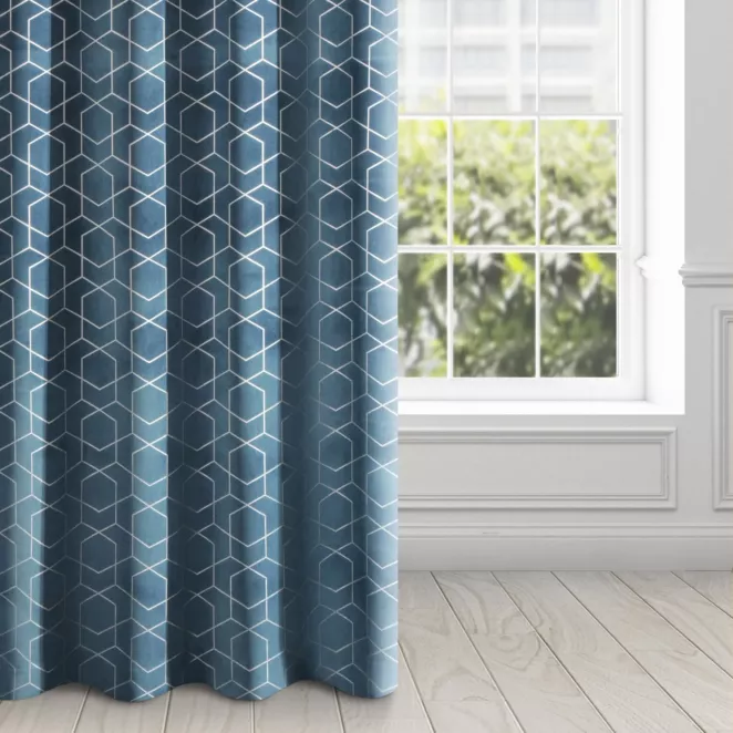 Zasłona welwetowa granatowa ze srebrnym wzorem 135x250 cm przelotka - MANDI