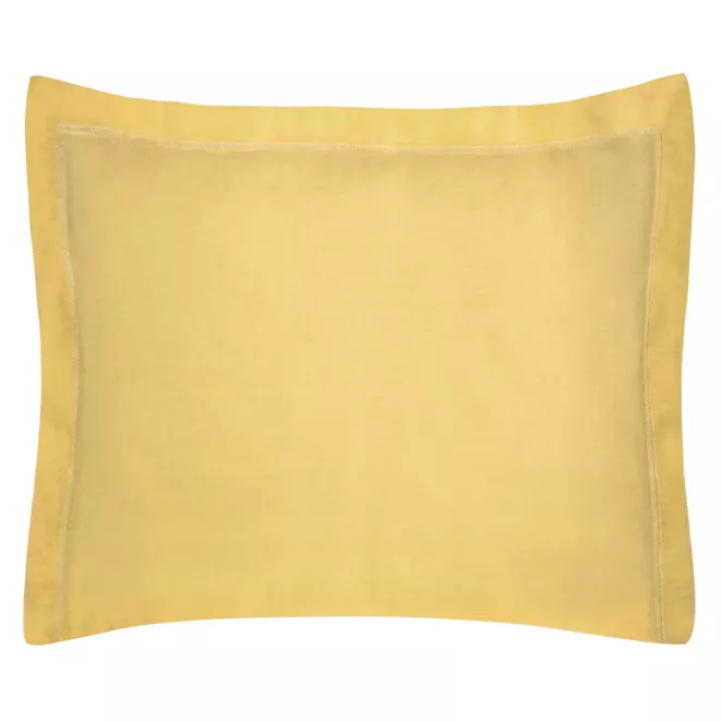 Poszewka na poduszkę 70x90 cm bawełniana musztardowa z satynowym połyskiem i ozdobną kantą NOVA COLOUR