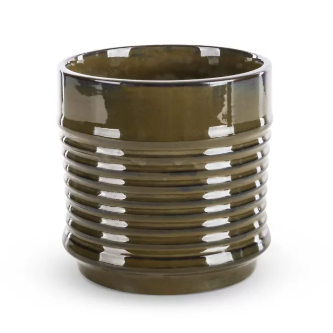 Donica ceramiczna SAMI minimalistyczna, o kształcie walca ze żłobieniami