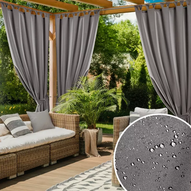 Zasłona stalowa z wodoodpornej tkaniny idealna do ogrodu i na taras 155x240 cm szelki/rzep - GARDEN