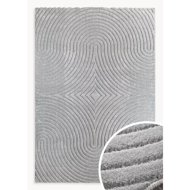 Dywan 80x150 cm stalowy z tłoczonym wzorem 3D VENUS BOHO 1