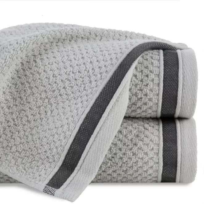 Ręcznik do rąk 30x50 cm bawełniany kolor jasnosrebrny w pasy 500 g/m2 MADLEN