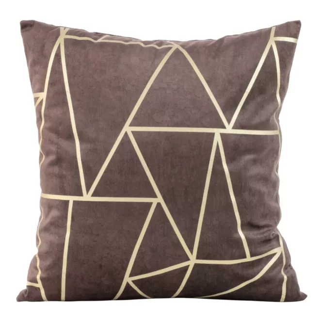 Poszewka na poduszkę 45x45 cm welwetowa wrzosowa z nadrukiem geometrycznym BLINK 29