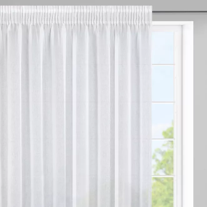 Firana biała z gładkiej etaminy 400x150 cm taśma - ASTRID