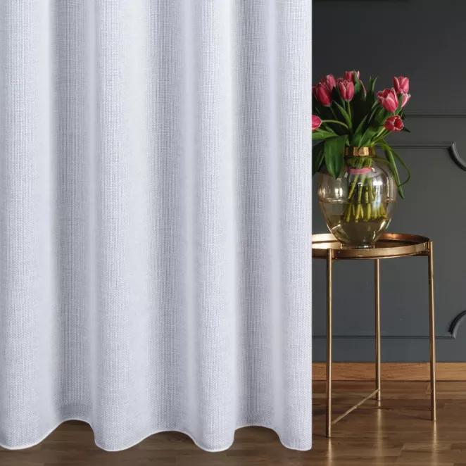 Zasłona szyta na taśmie 5 cm CASSIA naturalna Z MIĘKKIEJ TKANINY O REGULARNYM, LUŹNYM SPLOCIE, WYKOŃCZONA OBCIĄŻNIKIEM
