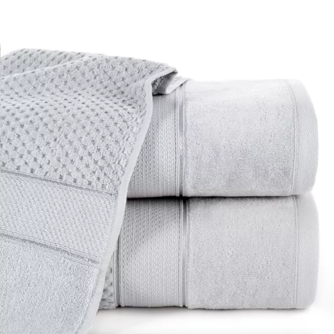Ręcznik do rąk 30x50 cm bawełniany kolor srebrny z welwetową bordiurą 500 g/m2 JESSI