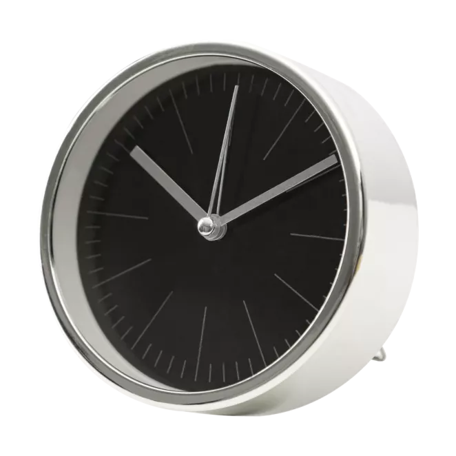 Dekoracyjny zegar stołowy w stylu vintage czarno-srebrny