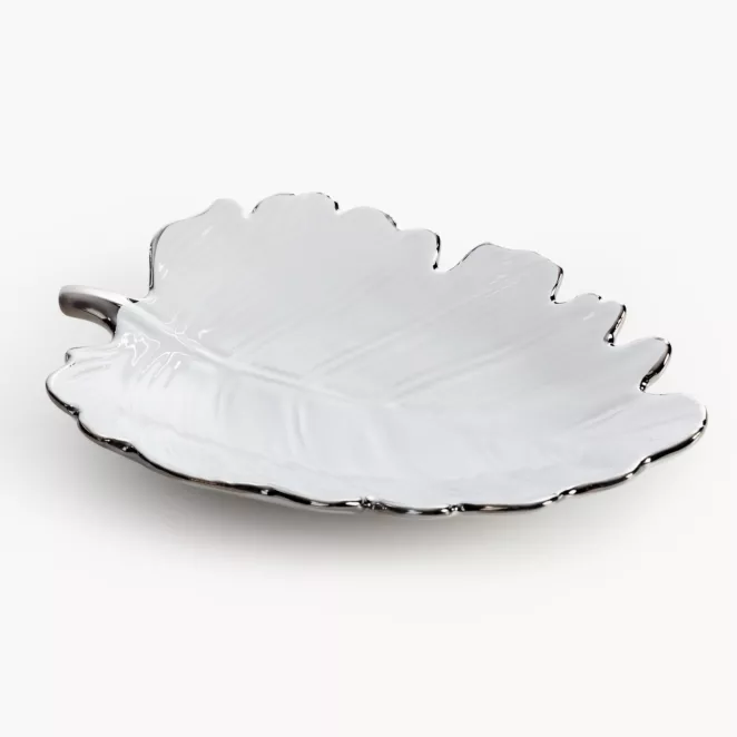 Patera dekoracyjna z glinki ceramicznej w kształcie liścia ALMA 3