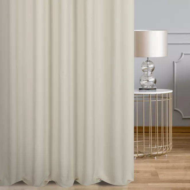 Zasłona szyta na taśmie 5 cm kremowa z szenilowej tkaniny