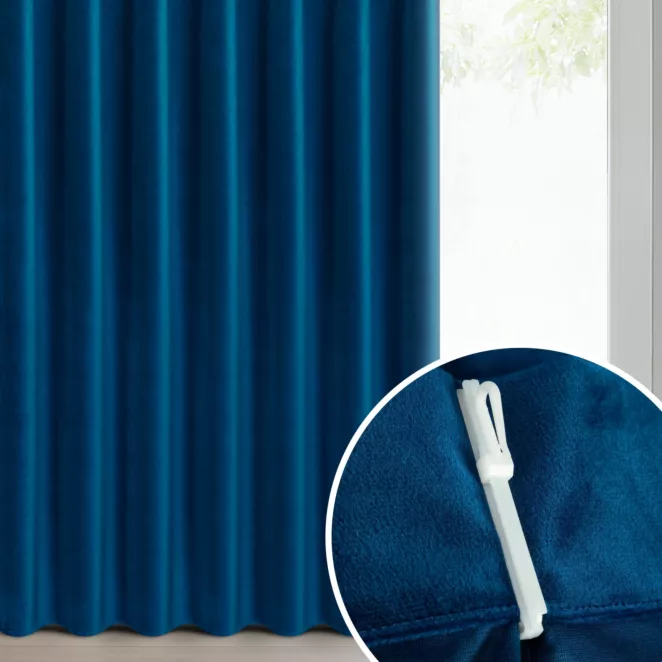 Zasłona granatowa z welwetowej tkaniny 80x270 cm (wymiar podany na gotowo) system flex - MELANIE