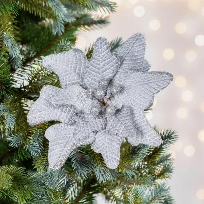 Świąteczny kwiat dekoracyjny z welwetu