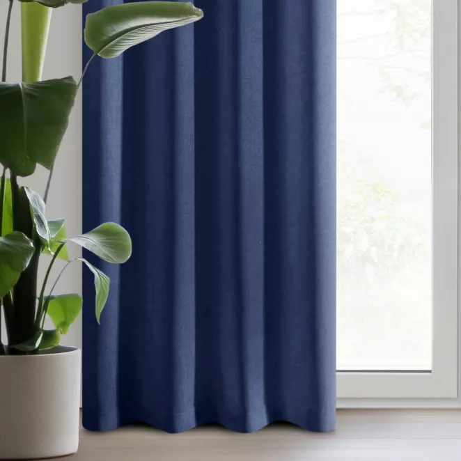 Zasłona granatowa z matowej gładkiej tkaniny 140x250 cm przelotka - RITA