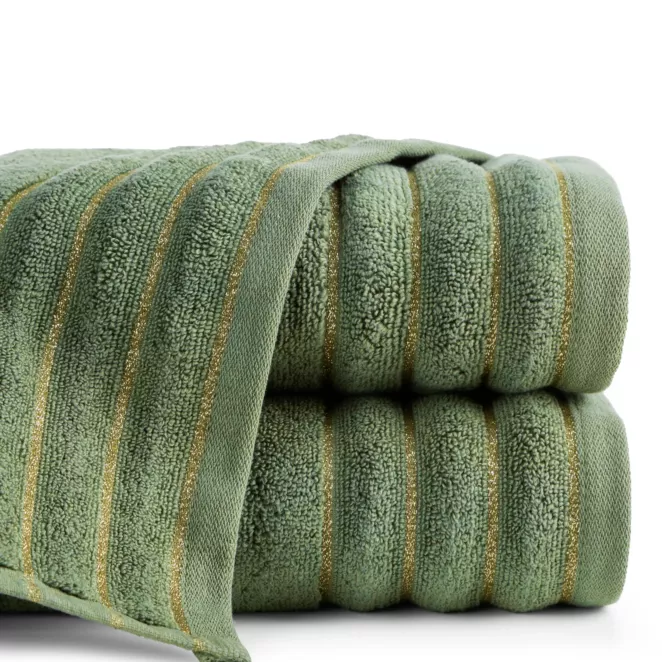 Ręcznik kąpielowy 50x90 cm bawełniany kolor zielony z błyszczącą bordiurą 500 g/m2 NADINE