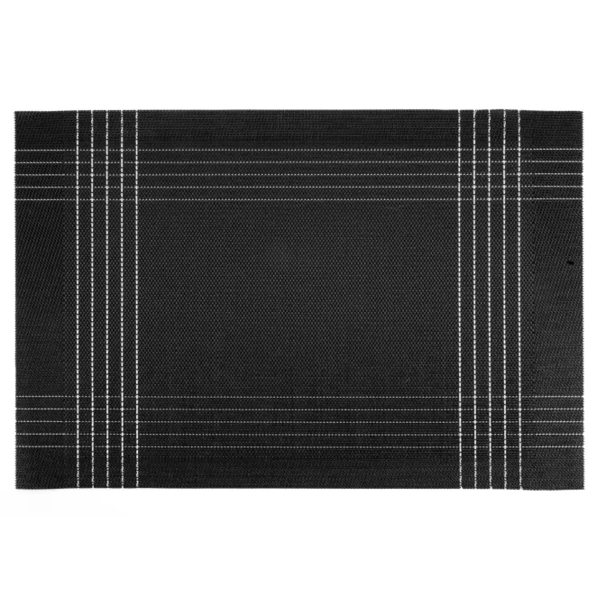 Podkładka na stół czarno, złota 30x45 cm KARA zdobiona w subtelna kratkę