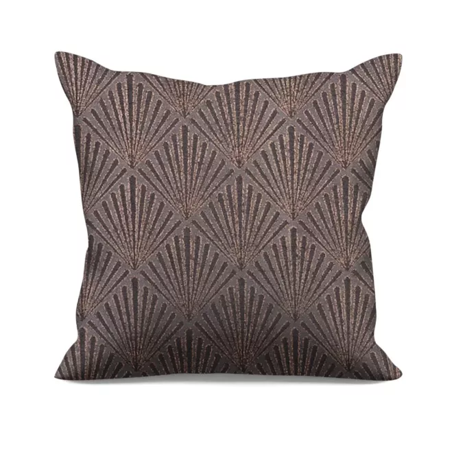 Poszewka szyta grafitowo miedziana z tkaniny, z geometrycznym wzorem, z dodatkiem połyskującej nici