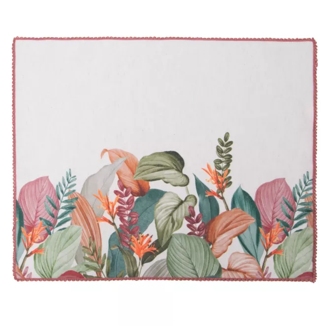 Komplet podkładek 4 szt naturalno, zielony 32x45 cm INES z nadrukowanym motywem botanicznym