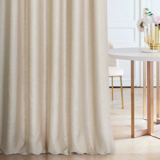 Zasłona szyta na taśmie 5 cm CANDY beżowa z tkaniny z strukturalnym spolotem