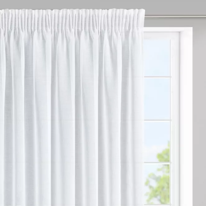 Firana biała z lekkiej i gładkiej matowej etaminy, półtransparentna 350x150 cm taśma LANA