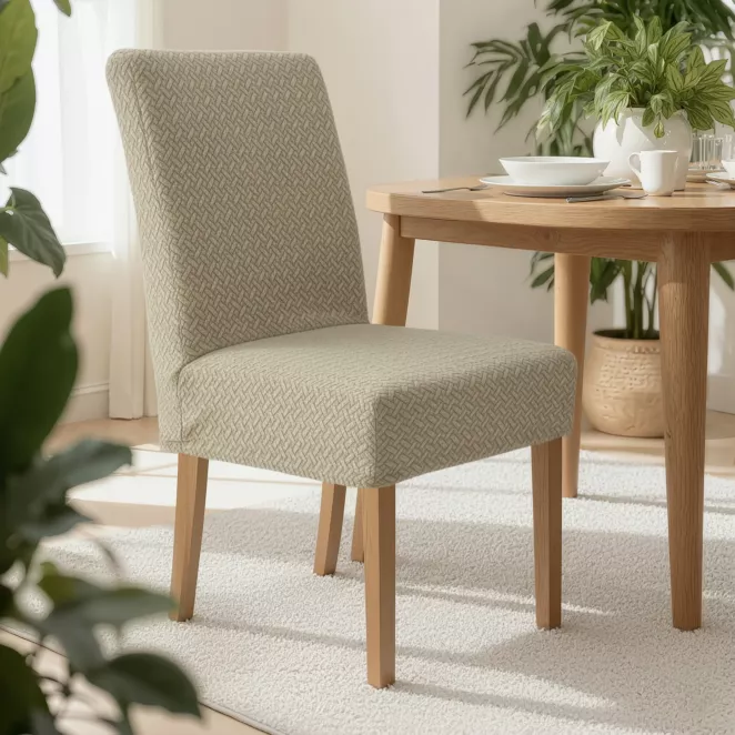 Pokrowiec na krzesło beżowy wodoodporny z wytłaczanym wzorem 35x55x30 cm Design 91