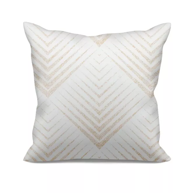 Poszewka szyta naturalno złota z miękkiej tkaniny welwetowej ze złotym nadrukiem