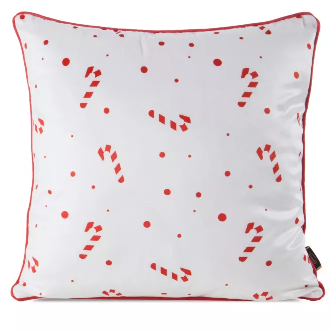 Poszewka na poduszkę świąteczna 45x45 cm biało, czerwona zdobiona uroczym nadrukiem i elegancką wypustką