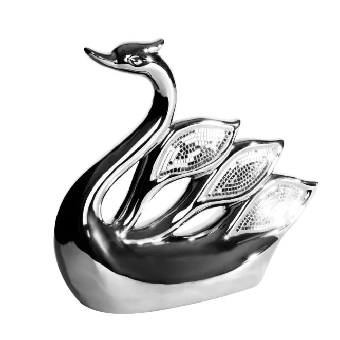 Łabędź figurka ceramiczna MIRONA zdobiona drobnymi witrażowymi lusterkami