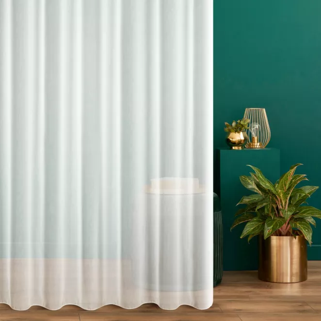 Firana szyta na taśmie 5 cm kremowa Z delikatnej tkaniny typu batys