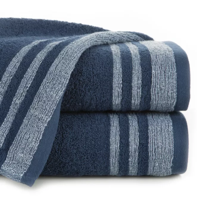 Ręcznik kąpielowy 50x90 cm bawełniany kolor granatowy z ozdobną bordiurą 500 g/m2 MERY