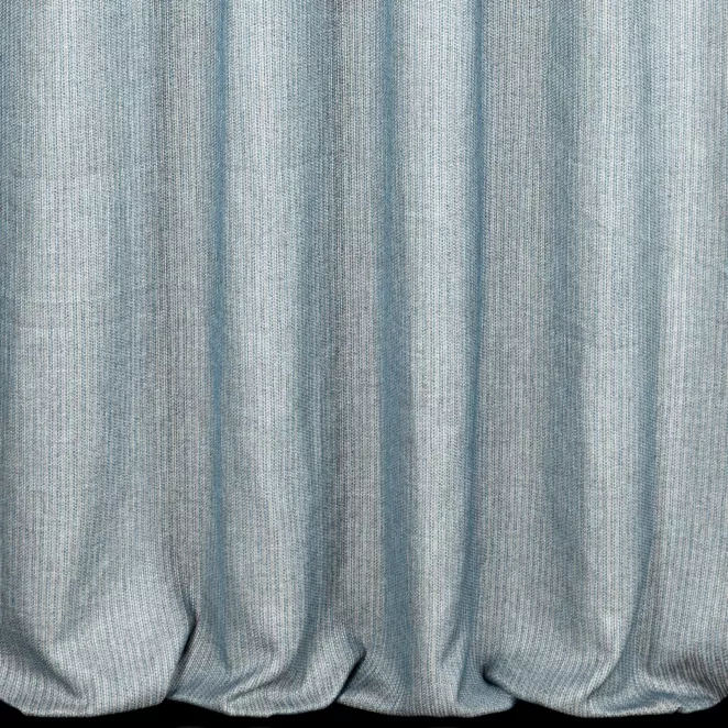 R223/6 Zasłona szyta na taśmie 5 cm jasnopopielato turkusowa z matowej tkaniny o grubym splocie z efektem melanżu