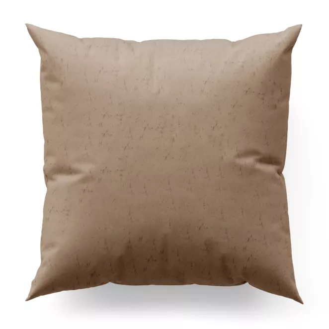 Poszewka szyta ciemnobeżowa z miękkiej tkaniny welwetowej z efektem kreszowania, wykończona obciążnikiem