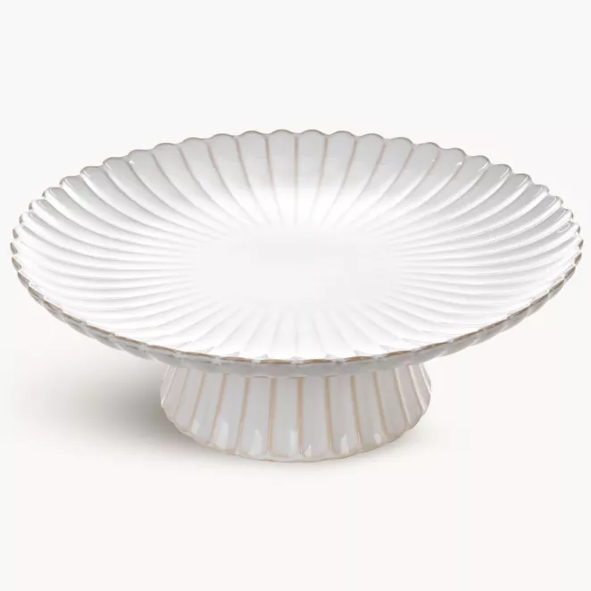 Patera ceramiczna dekoracyjna kremowo-beżowa z przecieranym wzorem w stylu eko średnica 34x11 cm AVRIL