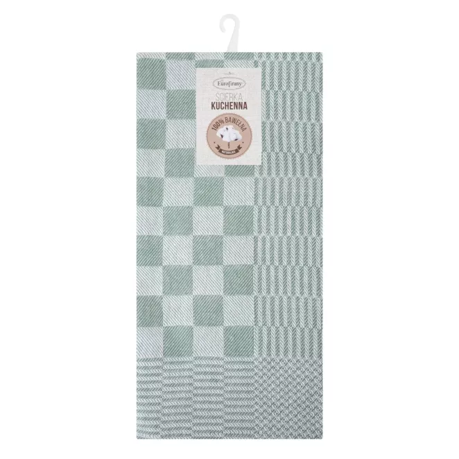 Komplet ściereczek kuchennych 2szt 50x70 cm bawełniany kolor zielony zdobionych motywem szachownicy 200 g/m2 MAURO