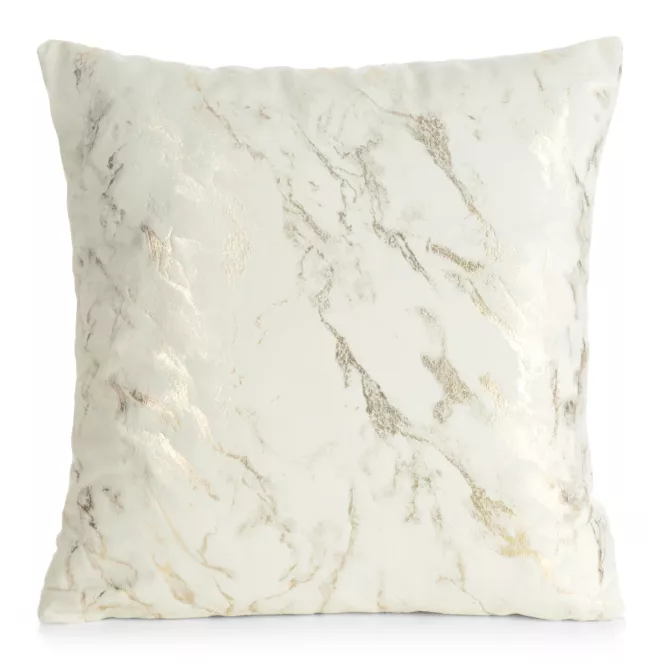 Poszewka na poduszkę 45x45 cm welwetowa, kremowo złocista zdobiona marmurkowym wzorem DORIS DESIGN 91