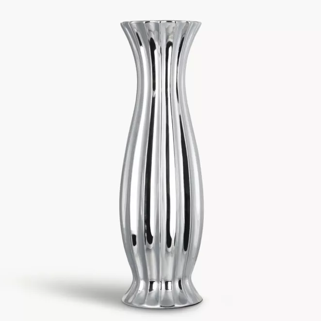 Wazon dekoracyjny FELIX o lśniącej powierzchni w wytłaczane prążki