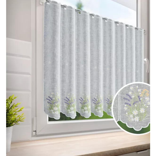 H241/4 Tkanina firanowa zazdrostka z haftowanym wzorem