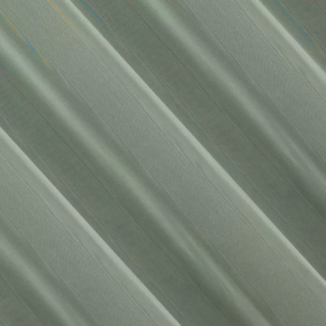 L133/5 Firana szyta na taśmie 5 cm miętowa z delikatnie połyskującej tkaniny typu PERU z efektem opalizującym, wykończona obciążnikiem