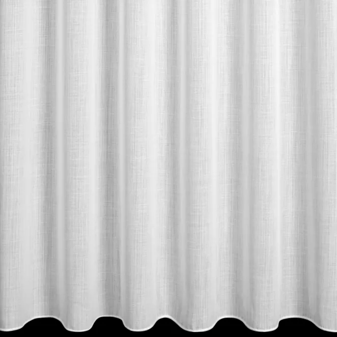 H242/1 Firana szyta na taśmie 5 cm biała z delikatnej matowej etaminy, wykończonej obciążnikiem