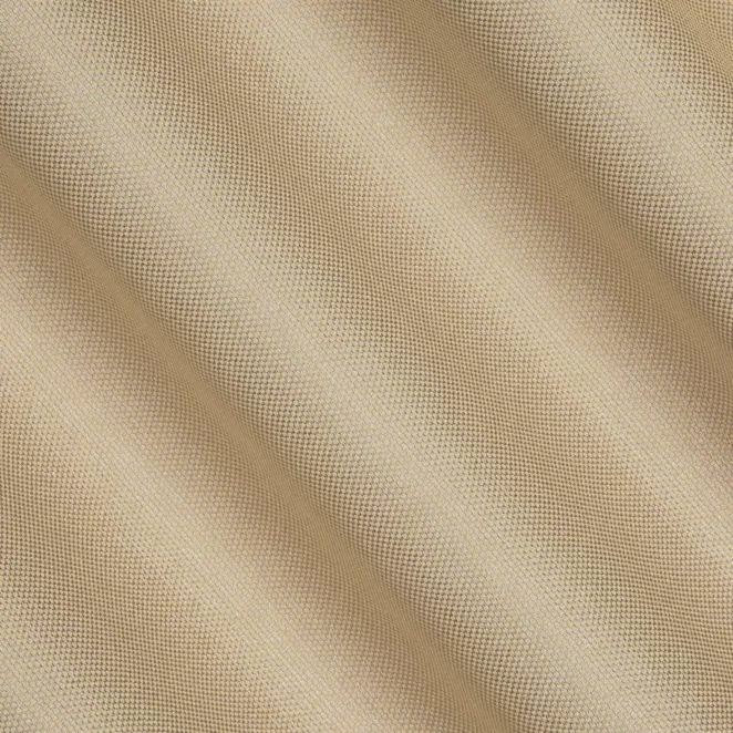 R181/9 Zasłona szyta na taśmie 5 cm ciemnobeżowa z tkaniny z dodatkiem połyskującej nici, z widocznym ozdobnym splotem