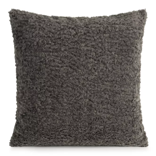 Poszewka na poduszkę 50x50 cm z miękkiej tkaniny barankowej grafitowa BUKLA
