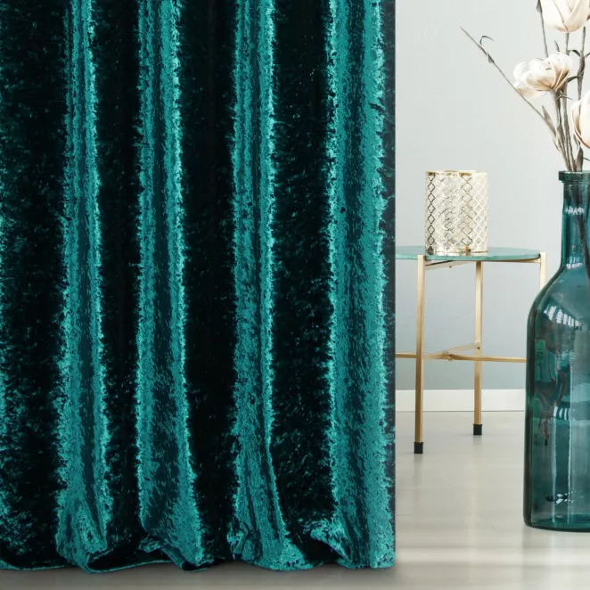 Tkanina zasłonowa, gruba, welwetowa, z połyskiem i efektem gniecenia z kolekcji Eva Minge