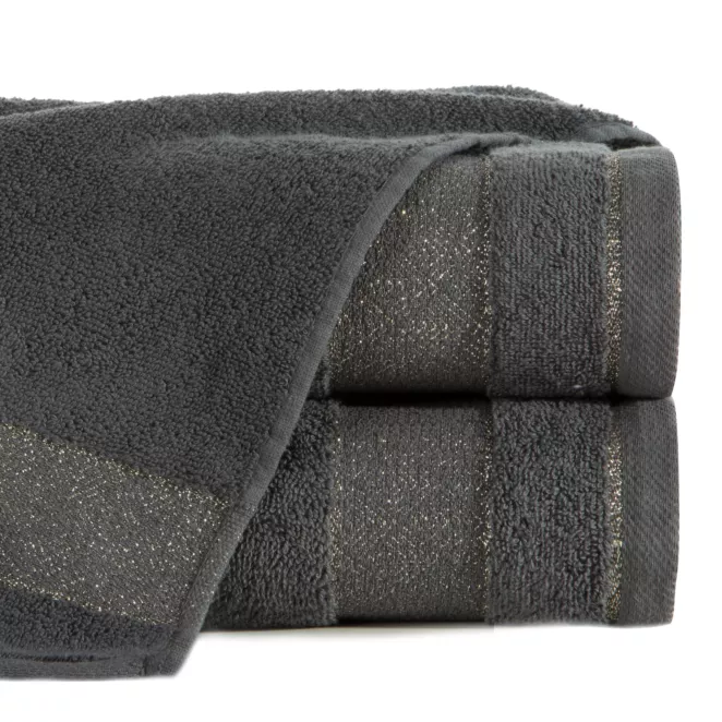 Ręcznik kąpielowy 50x90 cm bawełniany kolor stalowy z ozdobną bordiurą 500 g/m2 NESSY