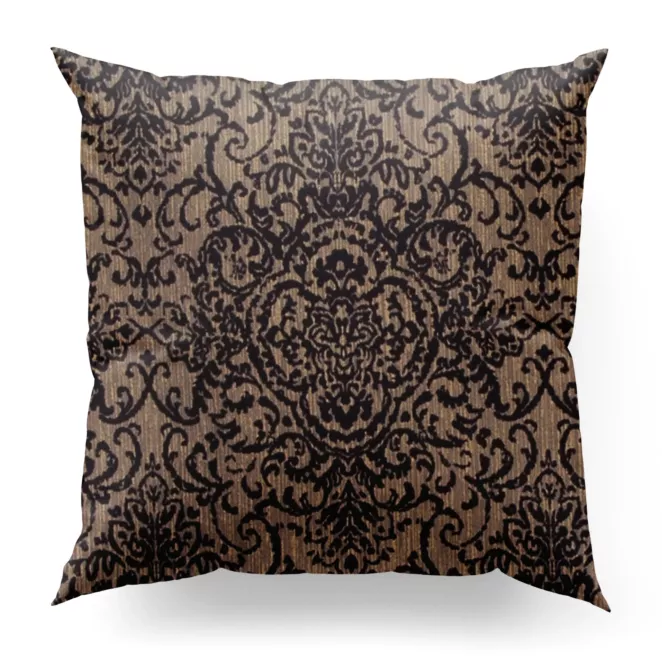 Poszewka szyta grafitowo złocista z połyskującej tkaniny zdobionej eleganckim wzorem Pierre Cardin