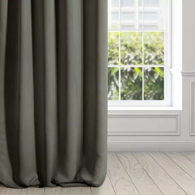 Zasłona grafitowa zaciemniająca gładka półmatowa 135x250 cm przelotka - LOGAN
